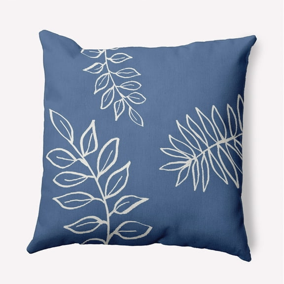 16"x16" Simply Daisy Fern Leaves Poly Indoor/Outdoor Pillow, Blue Qty 1