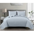 thumbnail image 2 of Chezmoi Collection Austin King Oversized Bedspread Set, 3-Piece Lightweight Microfiber Quilted Coverlet for All Seasons, Silver, 2 of 9