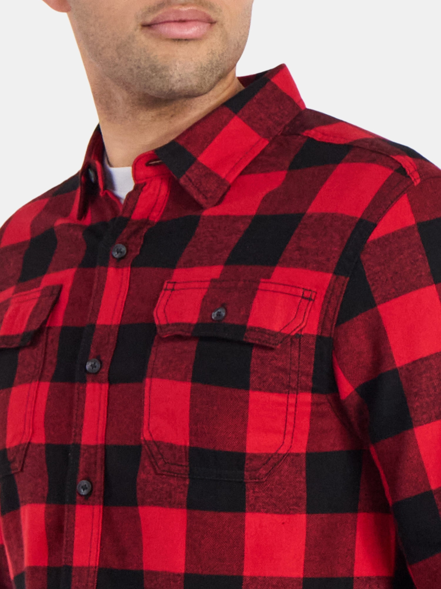 George Men's & Big Men's Relaxed Fit Double Pocket Flannel Shirt, Sizes XS-3XLT
