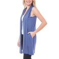 thumbnail image 3 of MixMatchy Women's Open Front Draped Heavyweight Cardigan Long Vest With Side Pockets -Made In USA, 3 of 7