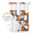 thumbnail image 2 of Orange Grey, No Hook Shower Curtain Waterproof, Bathroom Curtains with Snap in Liners and See Through Top Window, Abstract Modern Geometric Watercolor Hotel Style Bathtub Curtains Shower 60"Wx72"L, 2 of 8