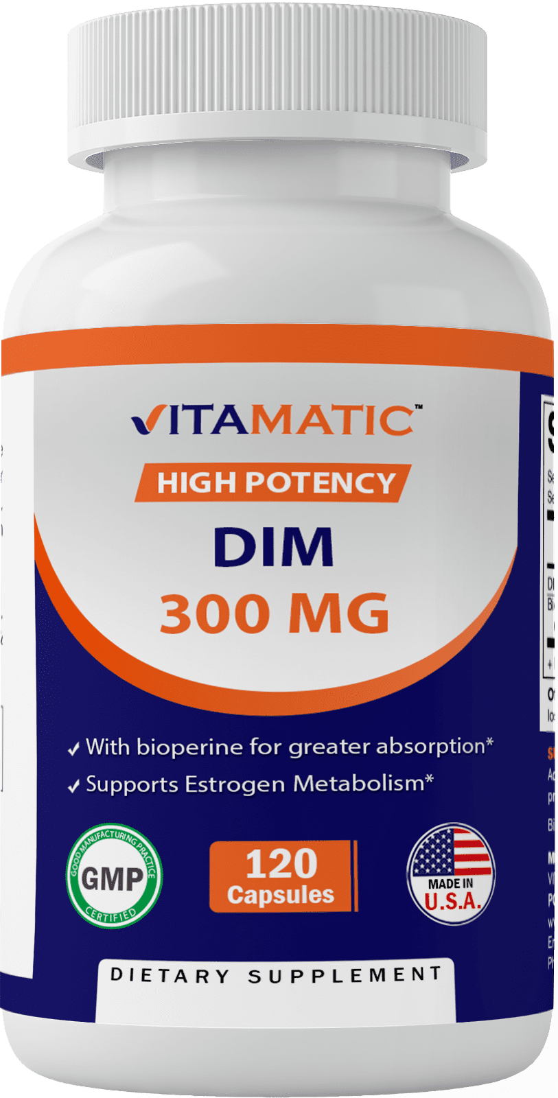 Vitamatic DIM (Diindolylmethane) with BioPerine 300mg, 120 Ct - 4 Months Supply
