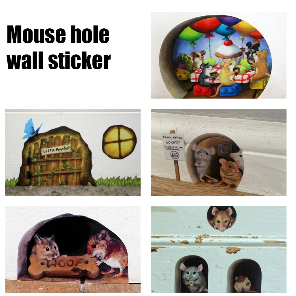 Hot Removable Little Mouse Hole Decal Mural Home Decor Wall Sticker WallpapUTGA 