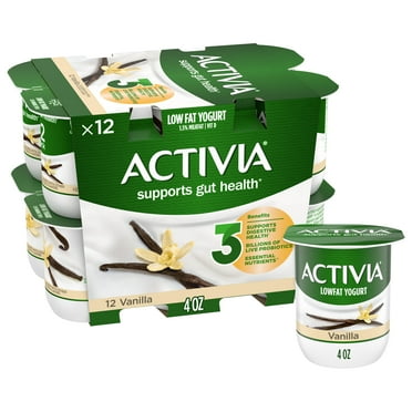 Activia Vanilla Probiotic Yogurt, Lowfat Yogurt Cups, 4 oz, 12 Count