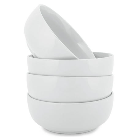 

Elanze Designs Bistro Glossy Ceramic 7 inch Cereal Salad Bowls Set of 4 White