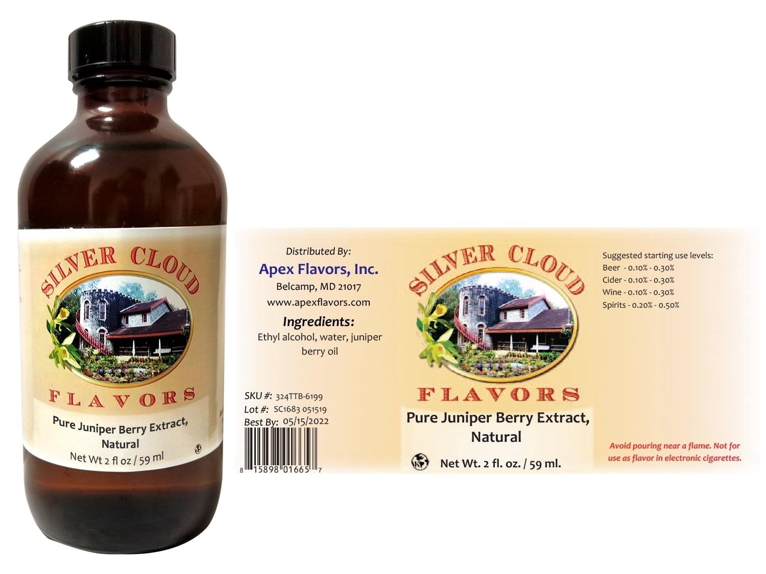 Pure Juniper Berry Extract, Natural 2 fl. oz. glass bottle