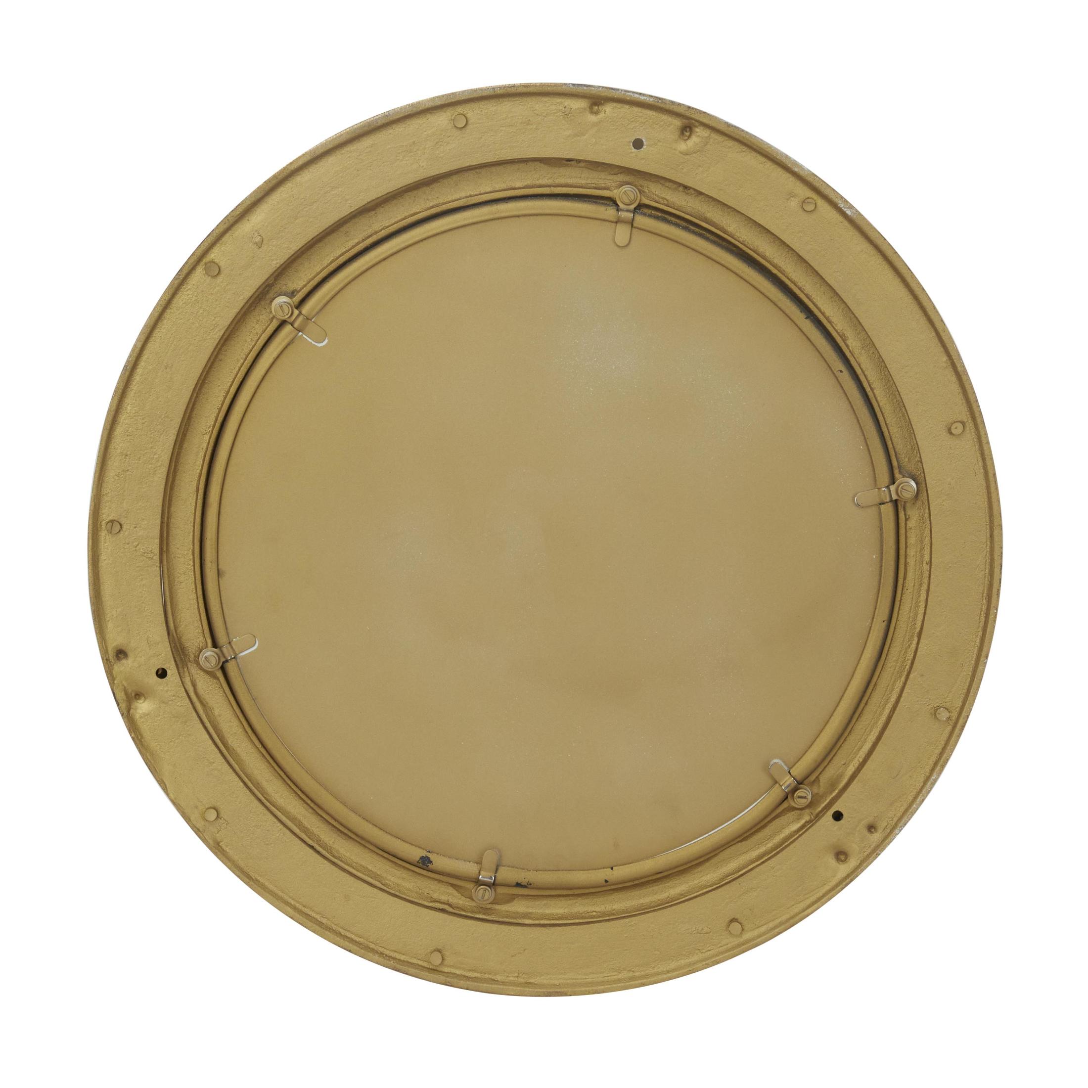 DecMode 15" x 15" Gold Sail Boat Wall Mirror with Port Hole Detailing