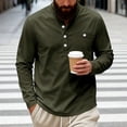 thumbnail image 1 of pstuiky camisas de manga larga para hombre, Camisa informal de sarga de color liso con cuello alto y bolsillos abotonados para hombre salir tops l, 1 of 7
