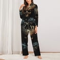 thumbnail image 2 of Yiaed Vintage Ornate Skull Print Pajamas Women's Long Sleeve Sleepwear Soft Button Down Loungewear Pjs Lounge Set Nightwear Womens Pajama Pants-Medium, 2 of 7