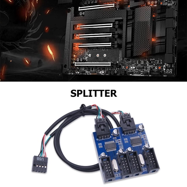 Placa base para computadora de escritorio, divisor de cabezal USB de 9 pines, conector de 1 a 4 puertos