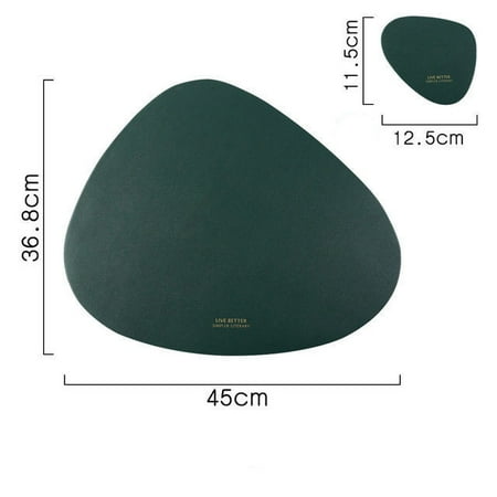 

Homeex Tableware Pad Placemat Table Mat PU Leather Heat Insulatio Green