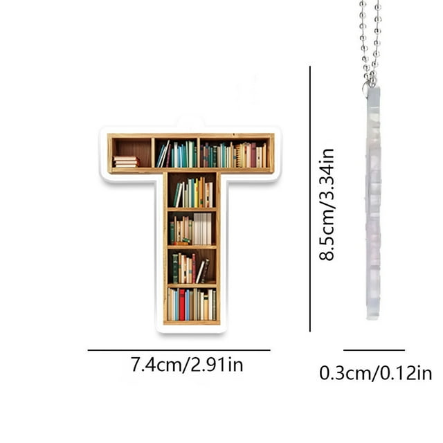 T 26 Letter Acrylic Keychain Pendant For Bookshelf With Colorful Design, Durable Acrylic Material And 26 Alphabet Patterns For Keychains, Pendants And Diy Crafts 7.4X8.5X0.3In 0.5Lb