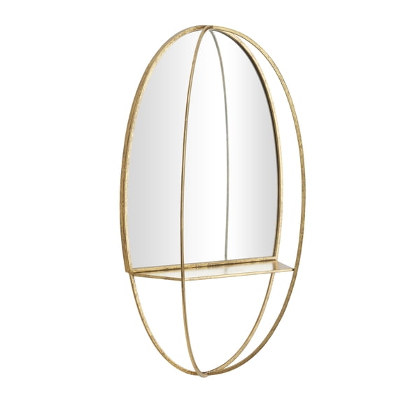 CosmoLiving by Cosmopolitan 20" x 35" Gold Oval 1 Shelf Wall Mirror