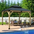thumbnail image 5 of Aoodor 10 x 12 ft Wooden Frame Gazebo with 2-Tier Galvanized Metal Hardtop Roof, Outdoor Patio Gazebo with Charging Socket for Patio, Backyard, Deck, and Lawn, 5 of 9