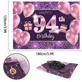 thumbnail image 2 of PAKBOOM Happy 94th Birthday Banner Backdrop - 94 Birthday Party Decorations Supplies for Women - Pink Purple Gold 4 x 6ft, 2 of 3