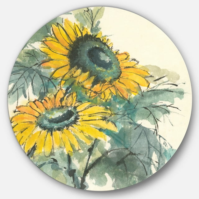 Designart 'tournesol Traditionnel' Cercle de Métal Art Mural