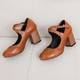 thumbnail image 3 of SACFOF Chunky Heel Ankle Strap Pumps for Women Closed Round Toe Comfortable 3 Inches Low Heel Mary Janes Leather Dress Shoes Office Working Party Event Prom Business, 3 of 6