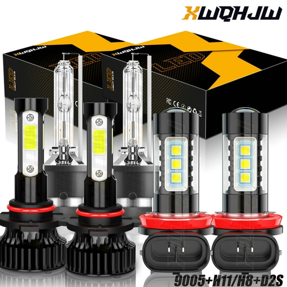 9005 D2S High&Low Beam for Acura TL 2009-14 D2S HID Xenon Headlight H11 LED Fog Lights 6pcs