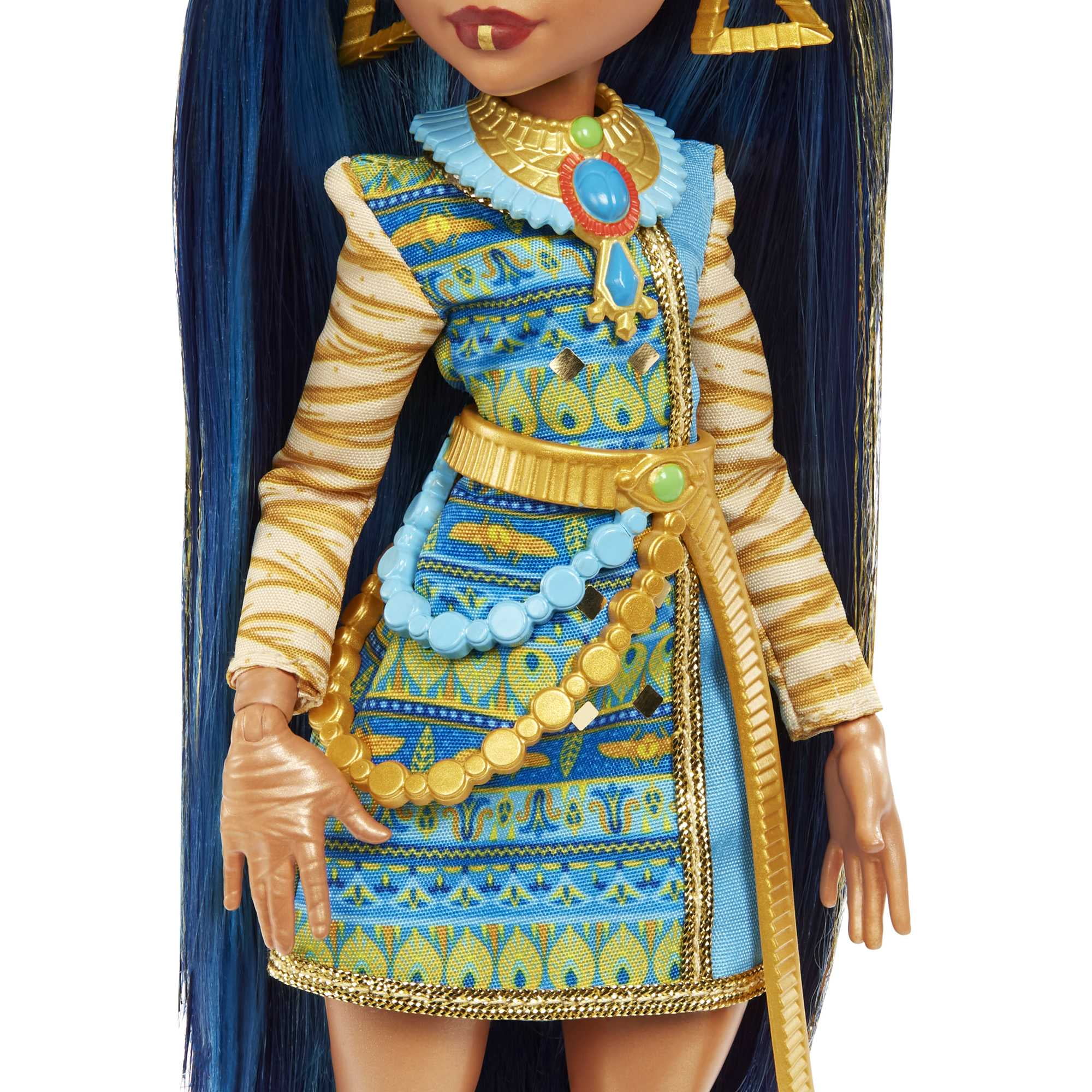 Monster High Cleo De Nile Fashion Doll with Blue Streaked Hair, Accessories  & Pet Dog