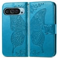thumbnail image 2 of Dteck Butterfly Pattern Wallet Case for Google Pixel 9 / 9 Pro,Magnetic Leather Card Slots Flip Case Shockproof Kickstand Cover with Wrist Strap for Google Pixel 9 / 9 Pro,Blue, 2 of 5