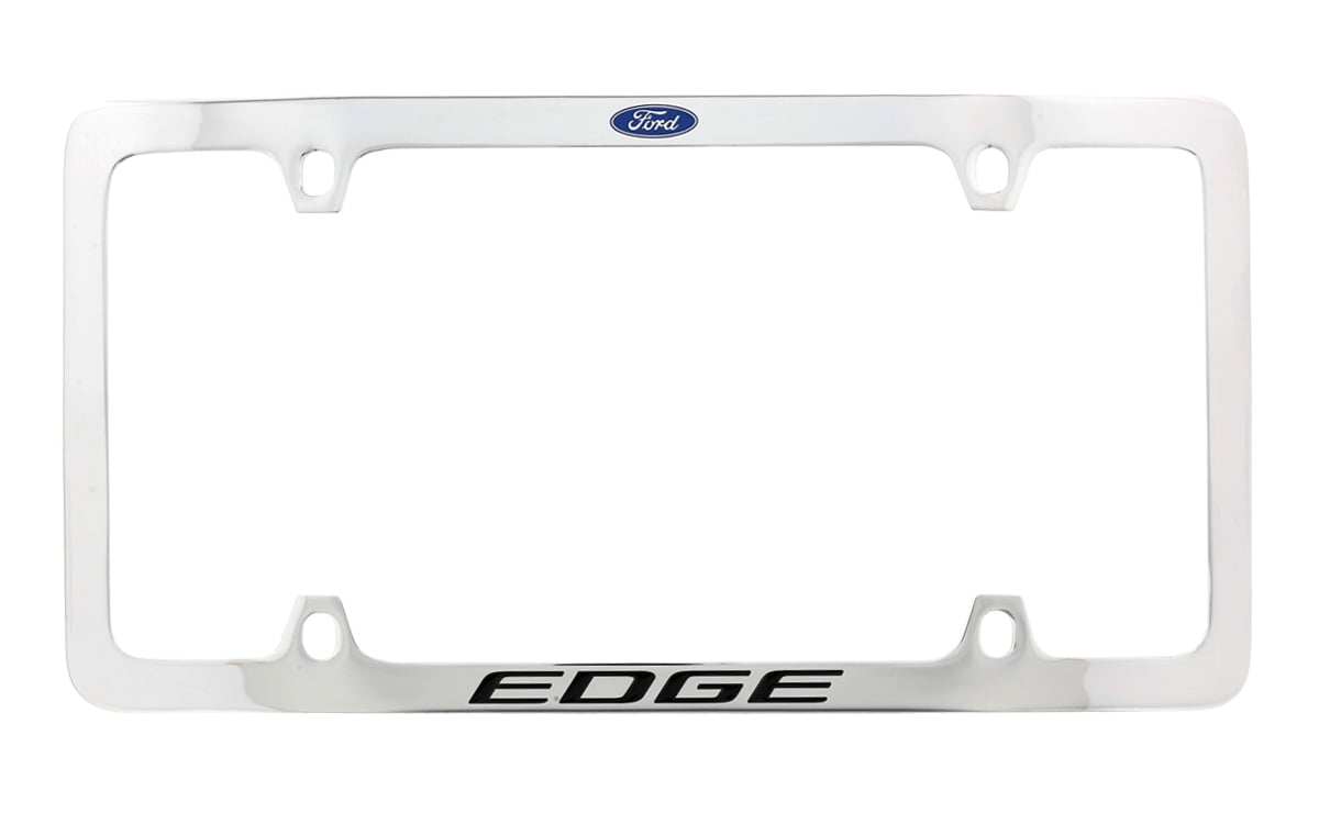 FORD FOCUS Chrome Plated Brass License Plate Frame with 2 Black Caps AUTHENTIC