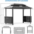 thumbnail image 4 of TOTAL 6x10FT Hardtop Grill Gazebo – Outdoor Metal BBQ Canopy with Galvanized Steel Double Roof, 2 Storage Cabinets, Ceiling Hooks, Permanent Patio Shelter for Backyard and Garden, Gray, 4 of 8
