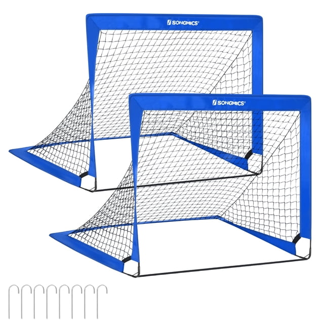 Goles de fútbol SONGMICS Kids de 120 x 90 cm con bolsa de transporte, color azul