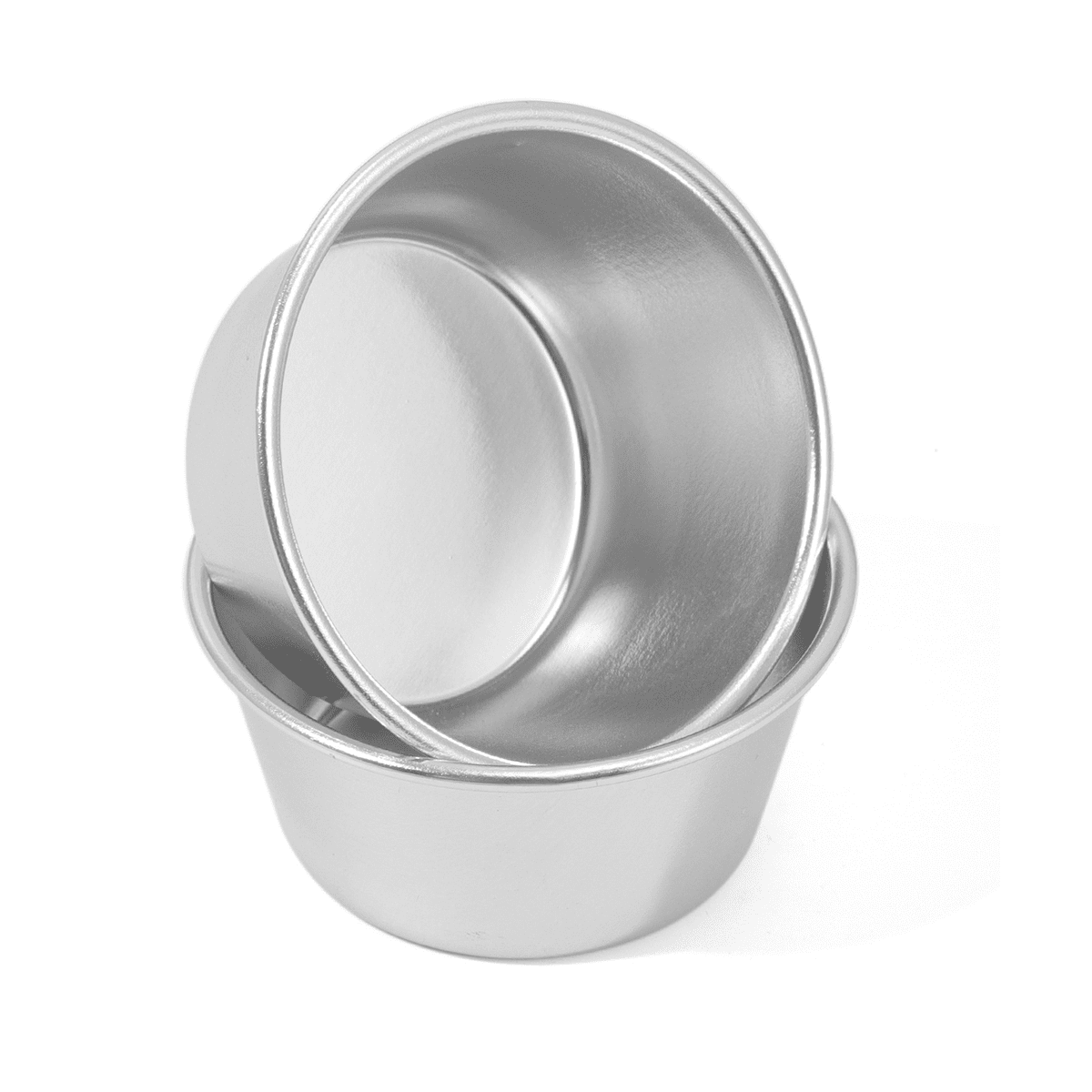 Hoshen 5-Pack 3.3 Inch Round Mini Pudding Cups - Nonstick Carbon Steel Tart/Muffin Molds, Silver