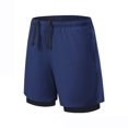 thumbnail image 3 of Men's 2 in 1 Running Shorts Quick Dry Gym Athletic Workout Shorts for Men with Phone Pockets Navy Blue XXL, 3 of 8