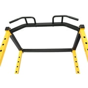 HulkFit Multi-Function Adjustable Power Cage with J-Hooks, Safety Bars or Safety Straps, Power Cage Only, Yellow