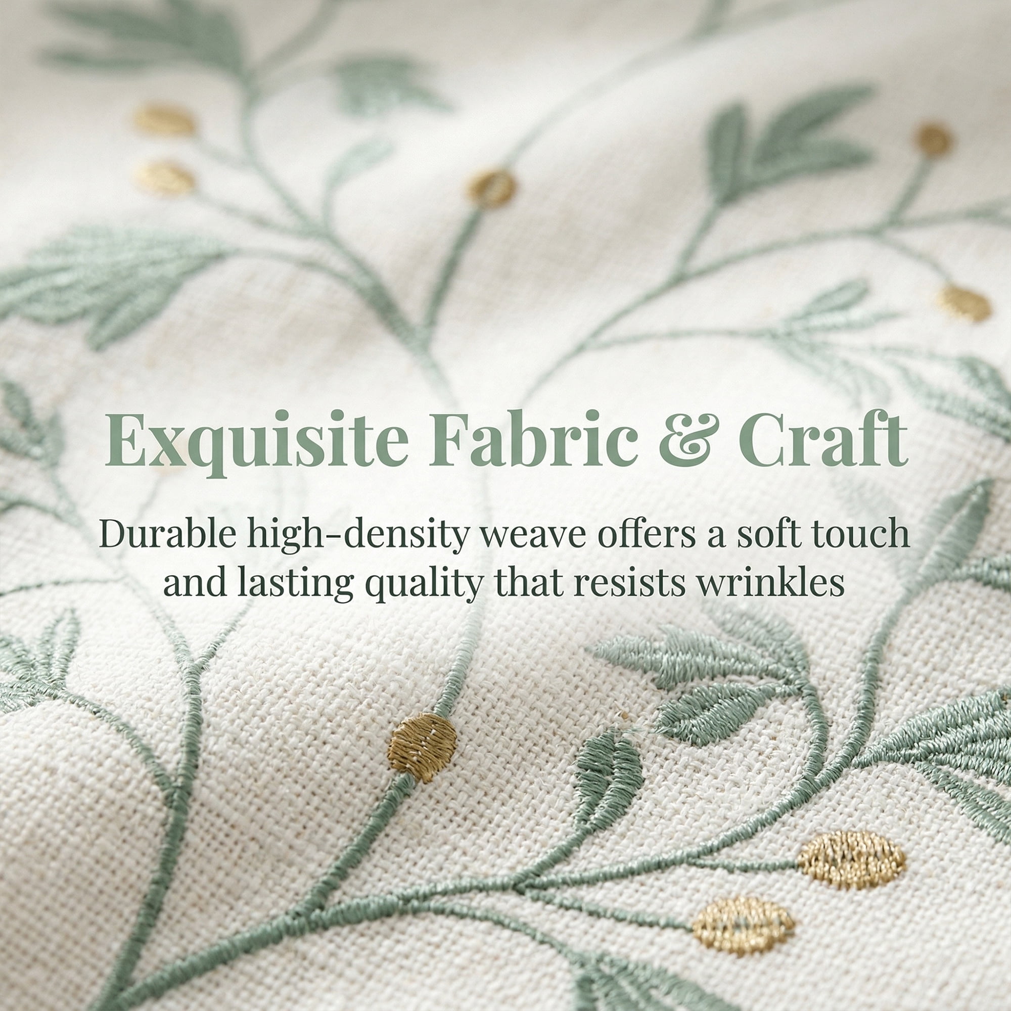 Unique Bargains Long Washable Floral Table Runner for Dining Decor Green 15.4"x82.7"