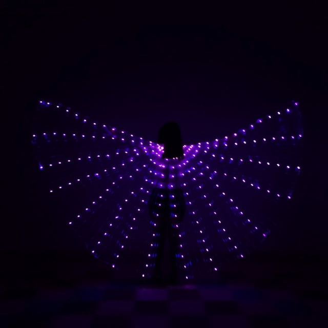 Alas doradas, alas luminosas LED de colores del arco iris, alas de baile, mariposa fluorescente, alas luminosas para danza del vientre, capa