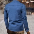 thumbnail image 6 of ZHOGXU Mens Shirt Long Sleeve Stand Collar Solid Color Buttons Fashion Comfortable Blouse For Casual Daily Wear,Navy,Xxxxxl, 6 of 7