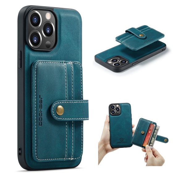 SaniMore for iPhone 14 Pro Max 6.7" Magnetic Clasp Detachable Wallet Case, Premium PU Leather Case with Card Slot Shockproof Protective Case for iPhone 14 Pro Max Women Men, Blue