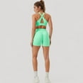 thumbnail image 7 of Women's Twist Front Sports Bra with Keyhole Cutout and Wide Shoulder Straps - Large, Green, 7 of 7