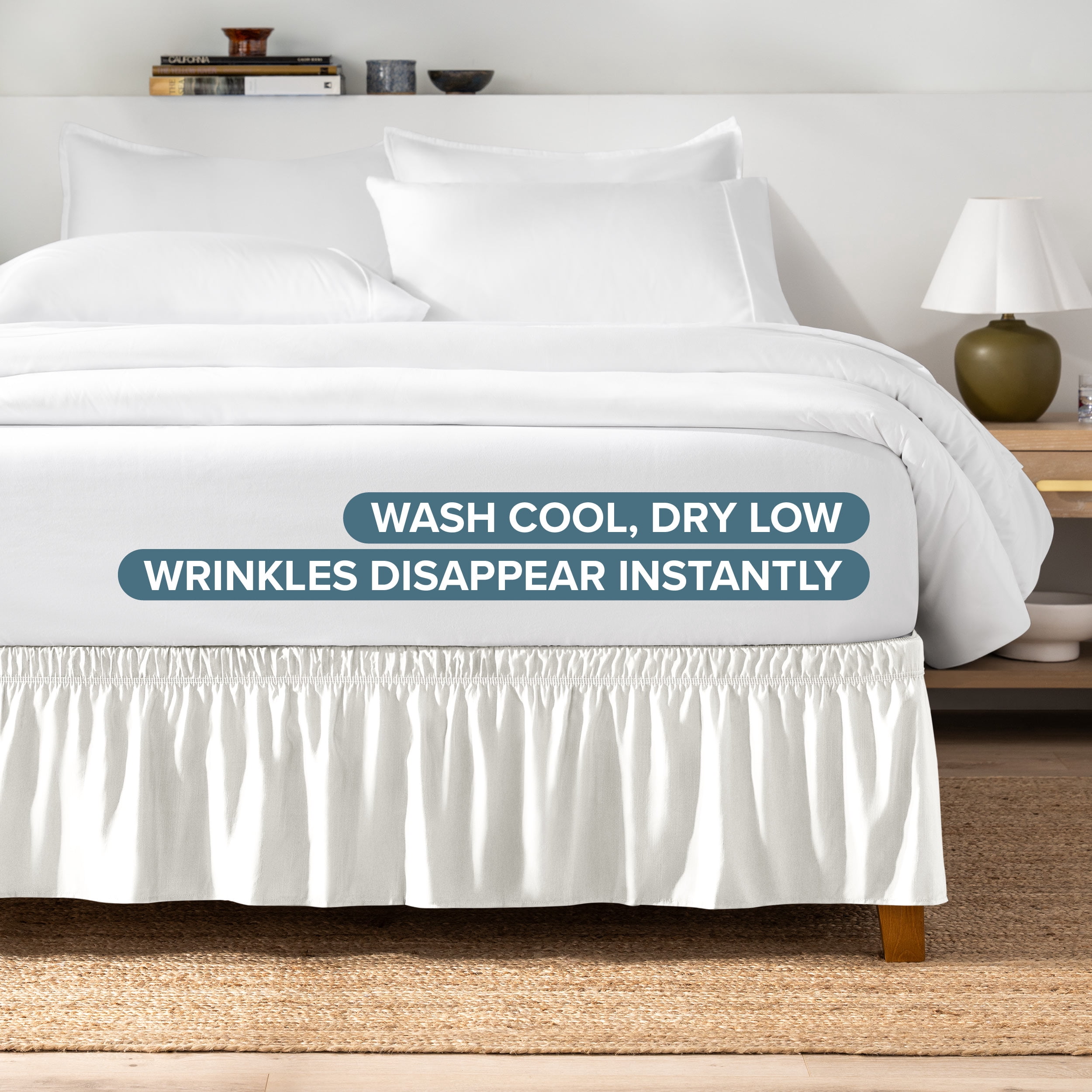 Bare Home  Adjustable Wrap Around Bed Skirt Twin XL - Cream