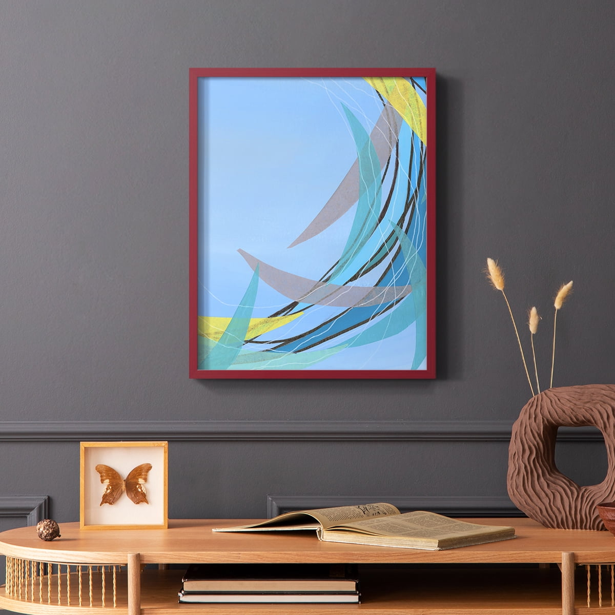 Circulating Flow II Framed Print in Red Solid Wood Framed Print No Nail Hanging