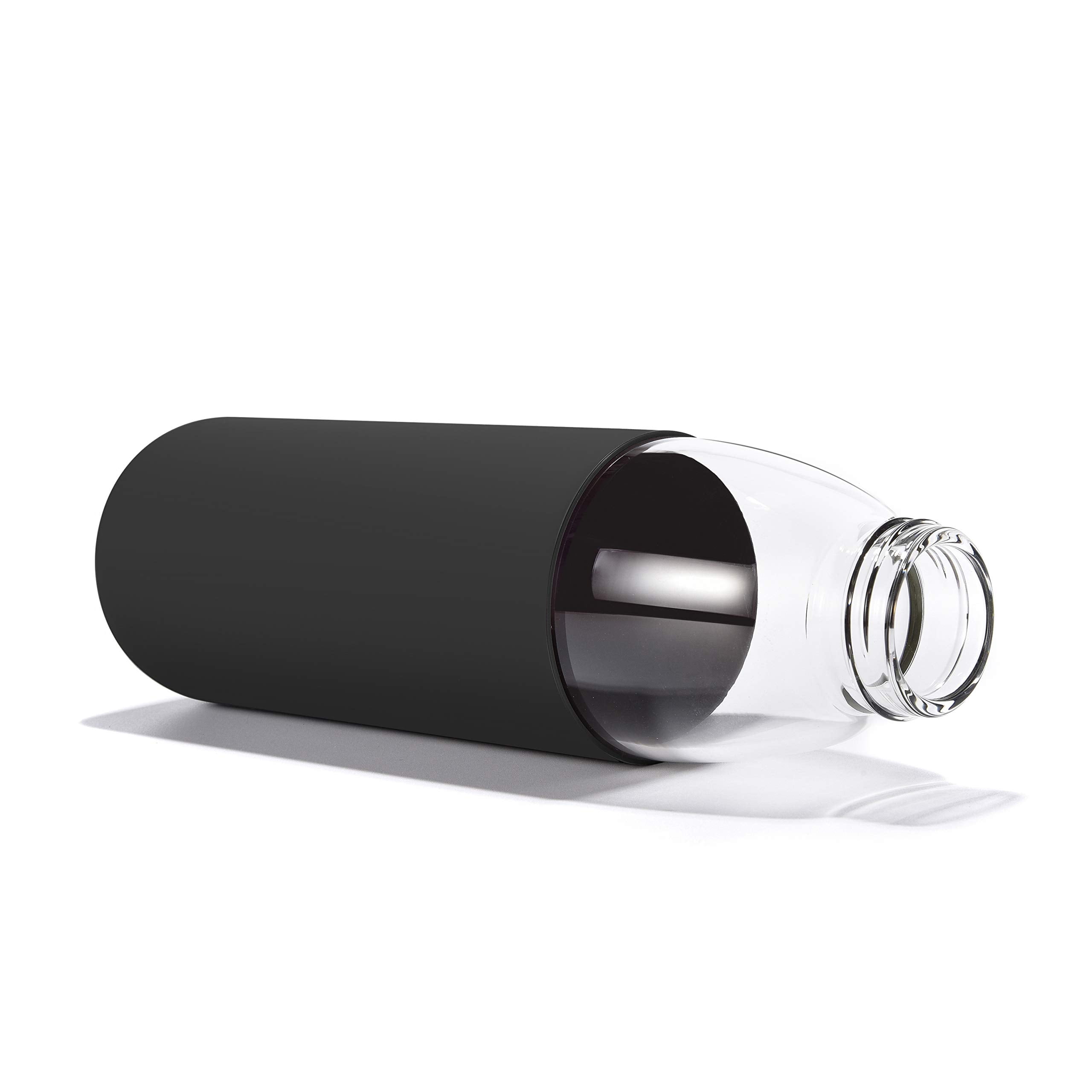 Glass Water Bottles 500ml Borosilicate with Bamboo Lid,Non-Slip Silicone Sleeve,Reusable Glass Bottle for Men and Women