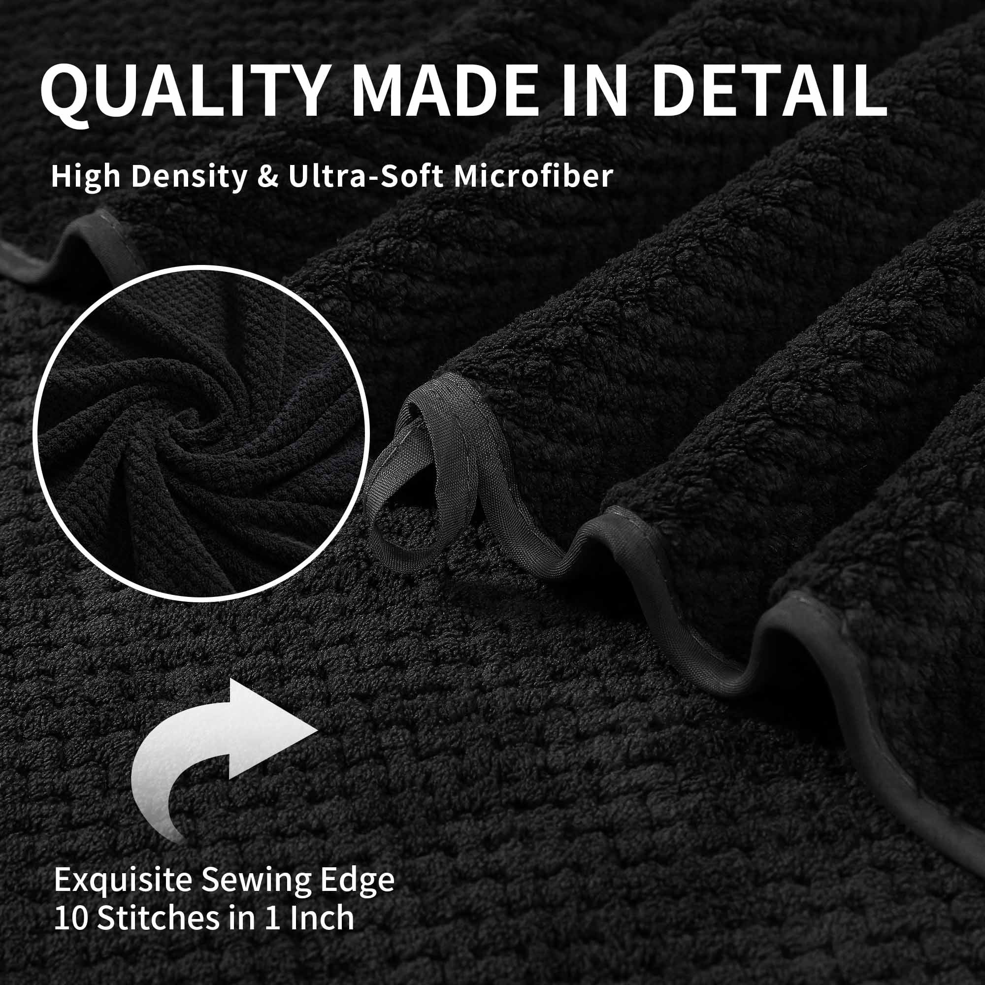 Jessy Home 2 Pack-16"x31" Black Hand Towels Set Ultra Soft 200 GSM Hand Towel Set