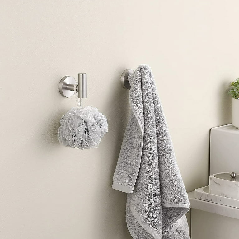 Bathroom Towel Hook No Drill Robe Hook Shower Kitchen Wall Hanging Hooks Wall Mount (1 Pack) Matt Sliver, Brown