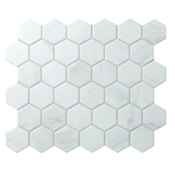 WS Tiles Value Series 2" x 2" Hexagon Porcelain Mosaic Tile in Matte Carrara 9 square feet