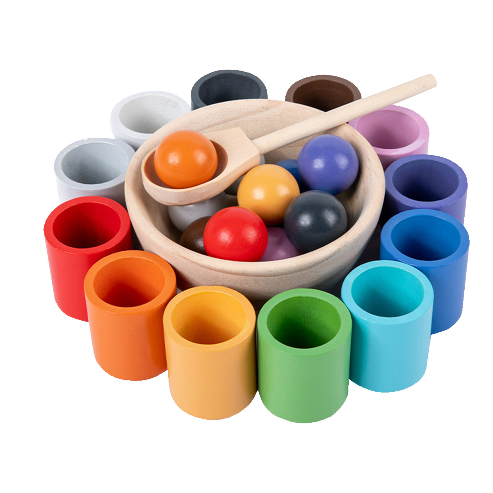 BESTHUA Wooden Sorting Toys Toddler Learning Activities Ball Sensory