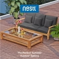 thumbnail image 6 of Hearth & Harbor 3-Seater Outdoor Couch, Acacia Wood Patio Sofa, Natural Wood/Gray Cushions, 6 of 6