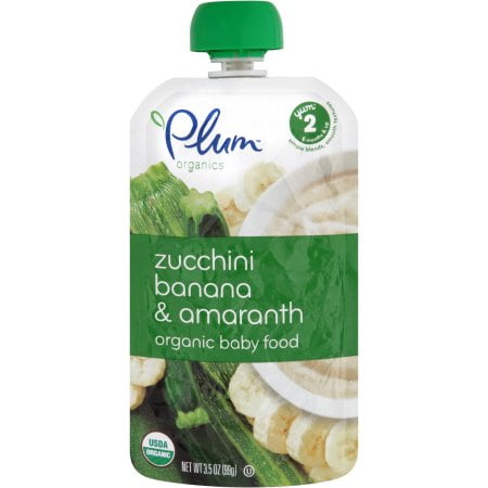 Plum Organics Zucchini Banana & Amaranth Organic Baby Food Yum 2 6 Months & Up, 3.5 oz, 6 pack