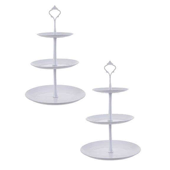2 Pack Three Layer Tray Cake Stand, 3 Tiered Cupcake Stand, Dessert Table Display Set Cupcake Stand Tower Tiered Tray Stand, Cupcake Holder for Tea Party, Wedding, Birthday, Christmas