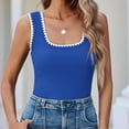 thumbnail image 5 of Women's Square Neck Sleeveless Tank Top,Colorblock Casual Fit Summer Top,Breathable Slim Layering Camisole for Daily Wear,Vacation,Office Blue XL, 5 of 8