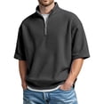 thumbnail image 3 of Waffle Polo Shirts for Men Summer Casual Fashion Short Sleeve Stand Collar Quarter Zip Pullover Plain Tshirts, 3 of 5