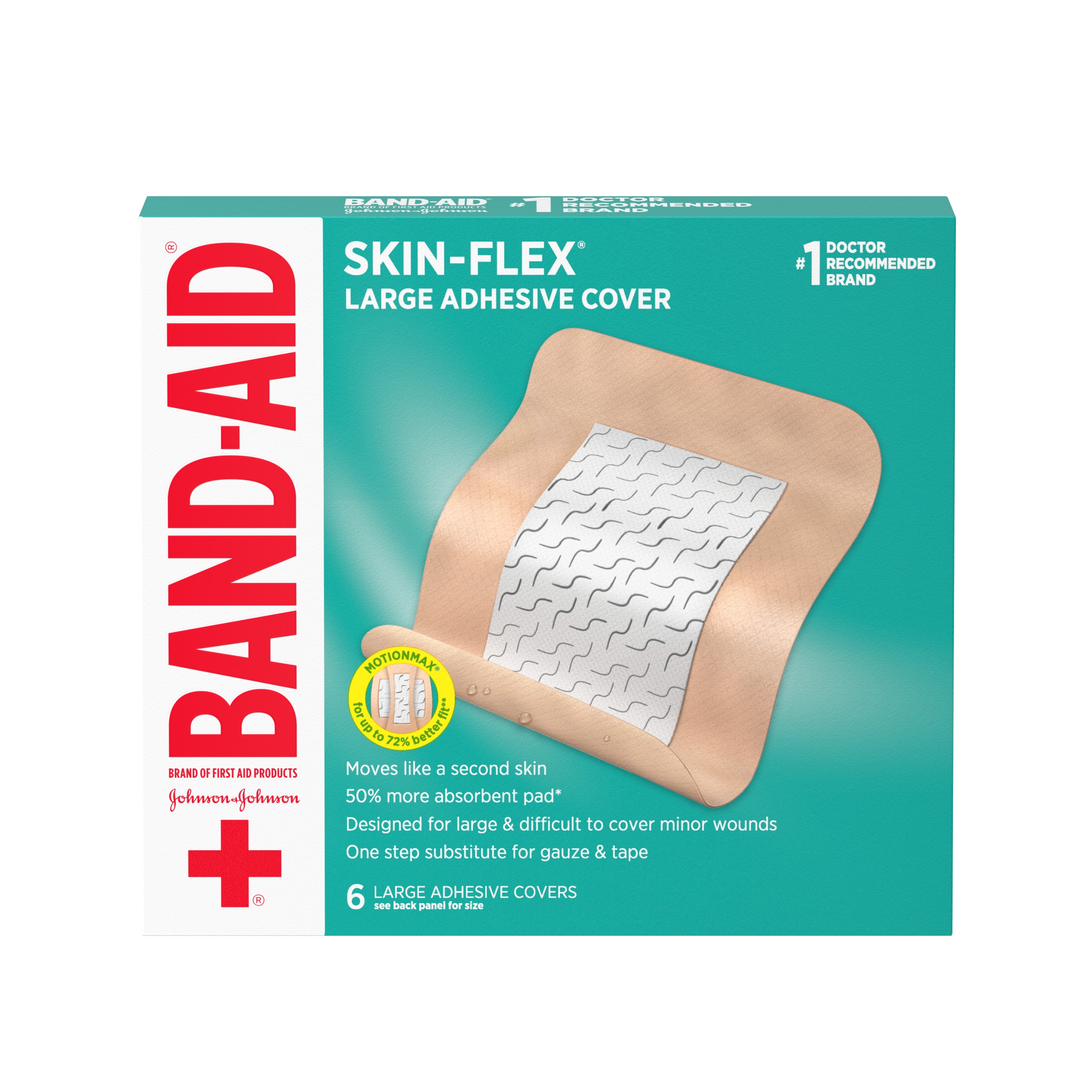 Band-Aid Brand Skin-Flex Adhesive Flexible Wound Covers, Large, 6 ct (Pack of 3)