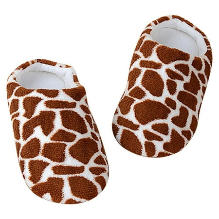 

Leopard Slippers Furry Fleece Comfort Closed Toe House Shoes Soft Sole Non-Slip Bedroom Home Shoes