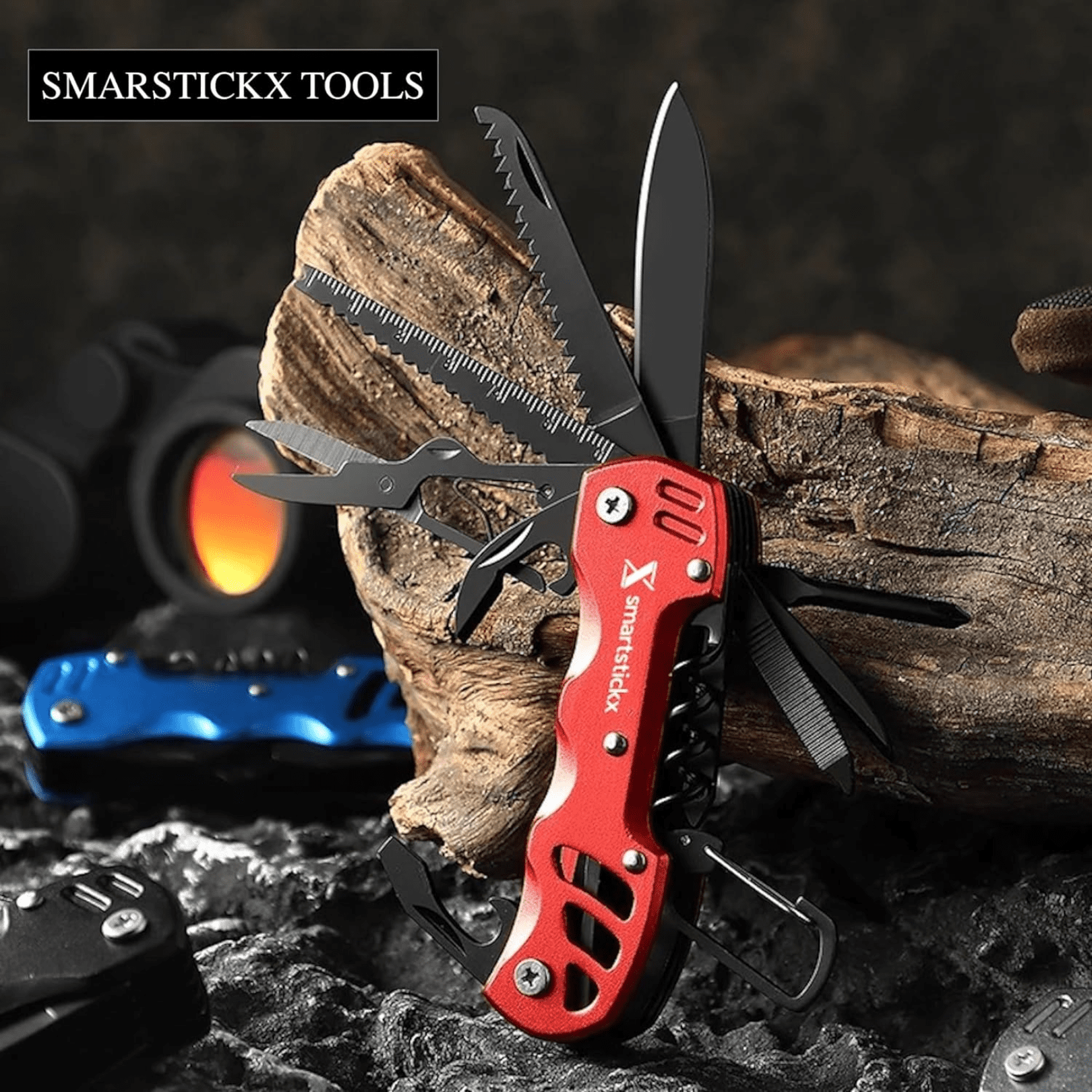 Survival Hunting Knife - 16 in 1 - Red
